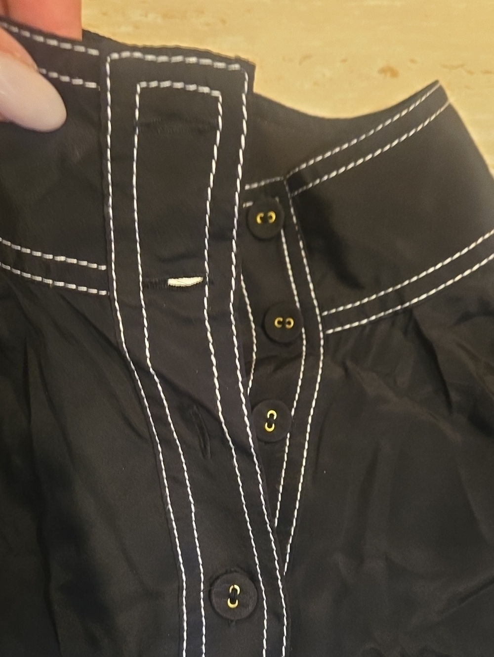 Zimmerman Silk Blend Black Half Button High Neck Western Vibe Blouse - Picture 3 of 10
